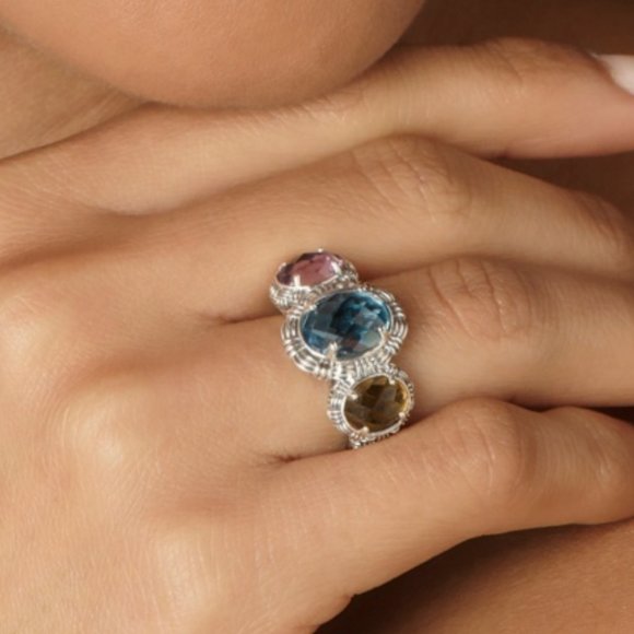 Hilary Joy 4.16ct Multigem 3-Stone Ring - Picture 2 of 12